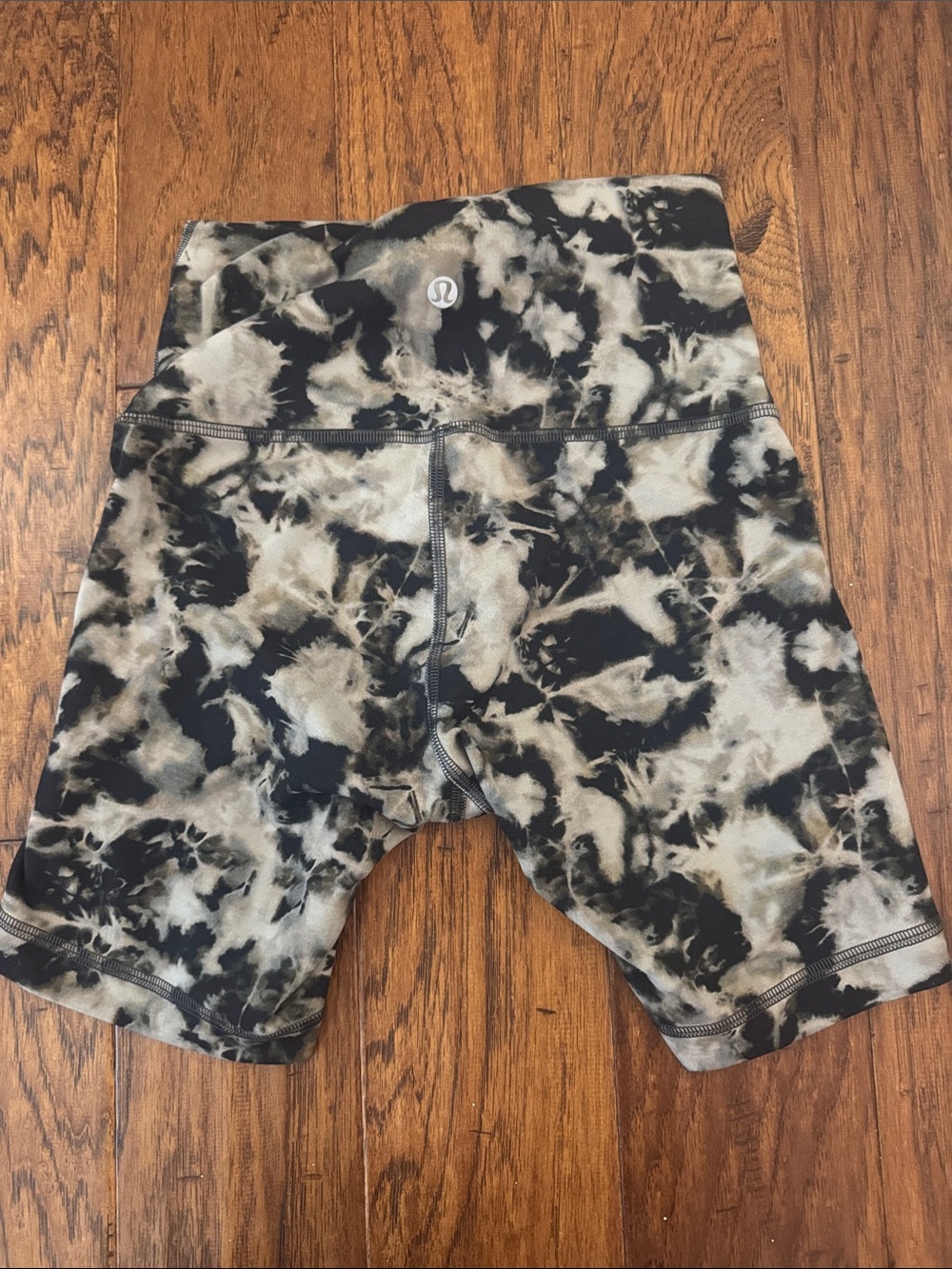 lululemon athletica Tie-Dye Black and Cream Bike Shorts